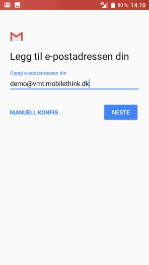 Skriv inn e-postadresse og velg NESTE