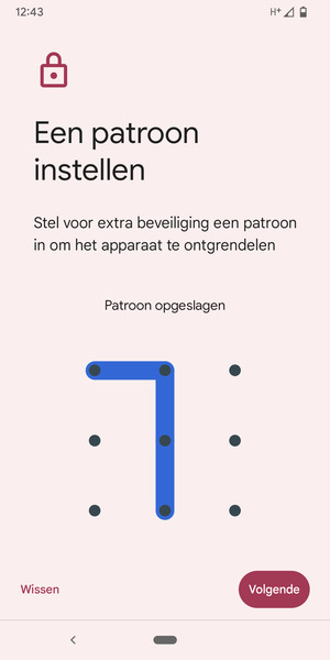 Teken een ontgrendelingspatroon en selecteer Volgende