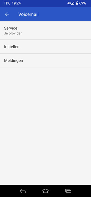 Als uw voicemail niet geïnstalleerd is, selecteert u Instellen