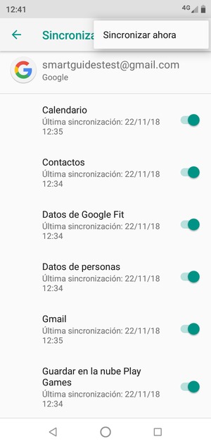 Seleccione Sincronizar ahora