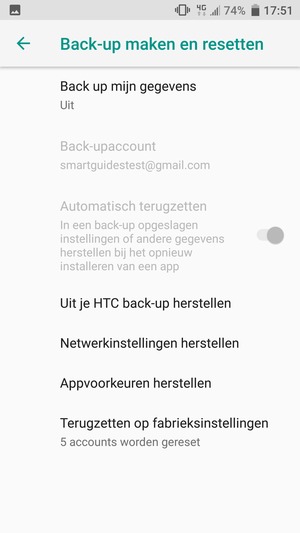Selecteer Back up mijn gegevens