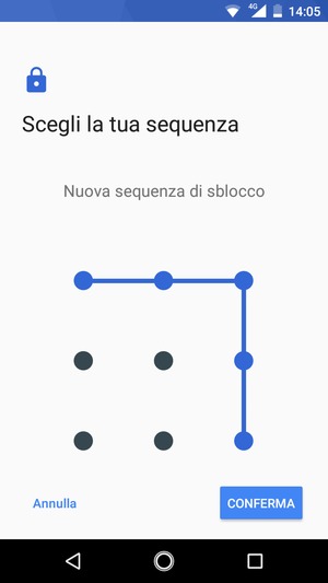 Disegna nuovamente la sequenza di sblocco e seleziona CONFERMA