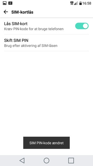 Din SIM PIN-kode er nu ændret