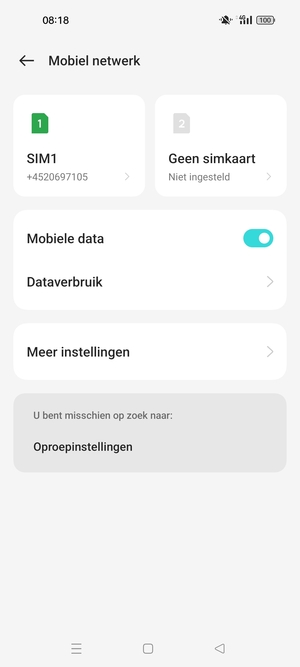 Selecteer SIM1 of SIM2