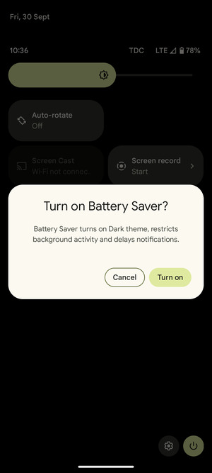 Select Turn on