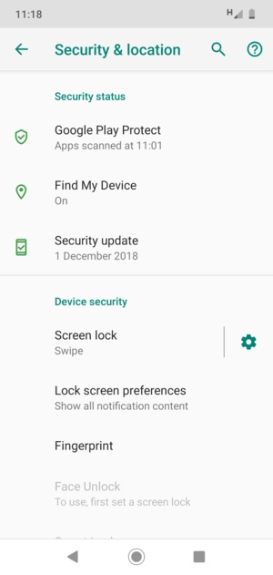 To activate your screen lock, go to the Security & location menu and select Screen lock