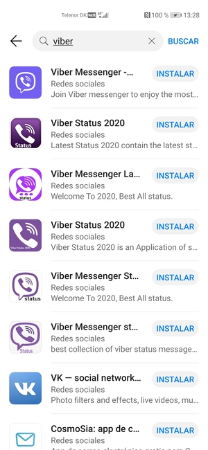 Seleccione la aplicación