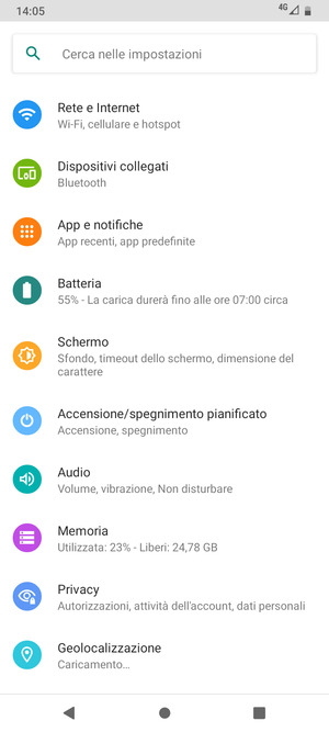 Seleziona Rete e Internet