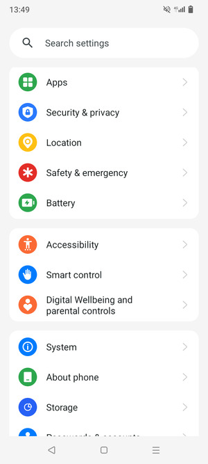 Scroll to and select Security & privacy