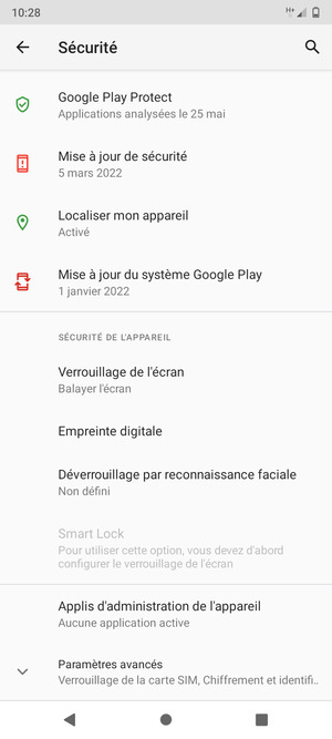 Faites défiler et sélectionnez Paramètres avancés