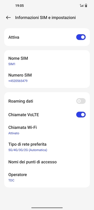 Per modificare la rete, in presenza di problemi, seleziona Operatore