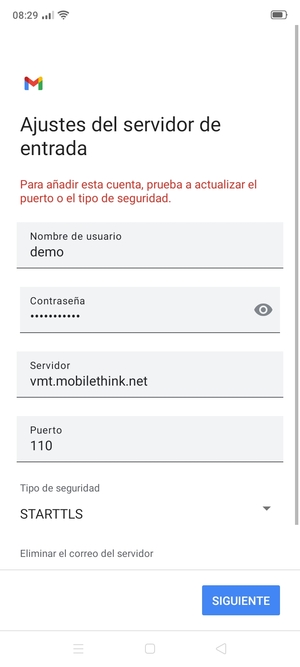 Seleccione Tipo de seguridad