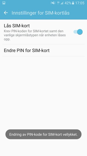Din PIN-kode for SIM-kort er endret
