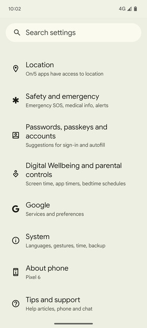 Scroll to and select System