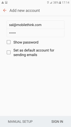Enter your Email address and Password. Select MANUAL SETUP