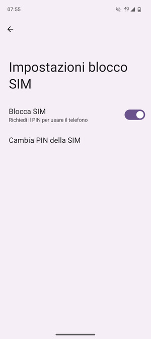 Seleziona  Cambia PIN della SIM