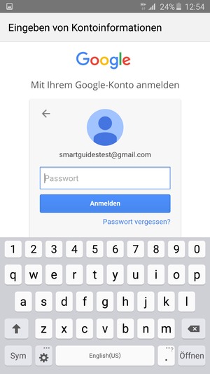 Geben Sie Ihre Gmail Passwort ein und wählen Sie Anmelden