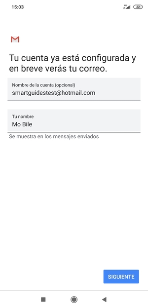 Déle a su cuenta un nombre y escriba su nombre. Seleccione SIGUIENTE