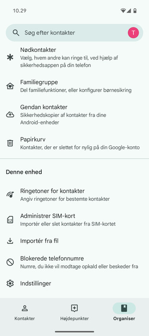 Scroll til og vælg Administrer SIM-kort