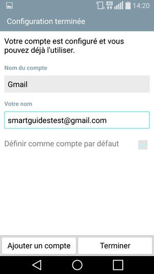 Donnez un nom à votre compte et saisissez votre nom. Sélectionnez Terminer