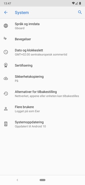 Velg Systemoppdatering