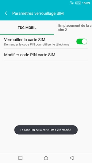 Votre code PIN de la carte SIM a été modifié