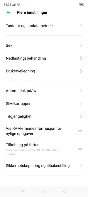 Bla til og velg Sikkerhetskopiering og tilbakestilling