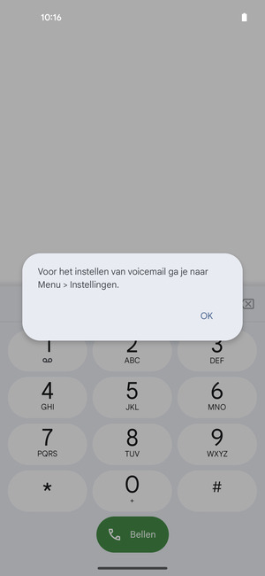 Als uw voicemail niet geïnstalleerd is, selecteert u OK
