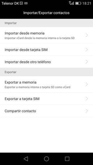 Seleccione Importar desde tarjeta SIM
