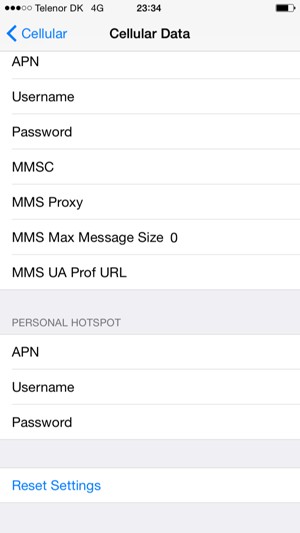 Scroll to and select Reset Settings