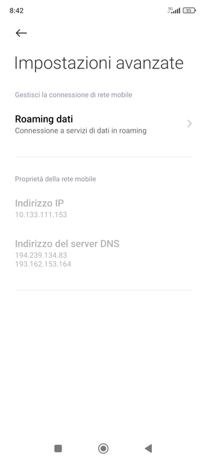 Seleziona Roaming dati