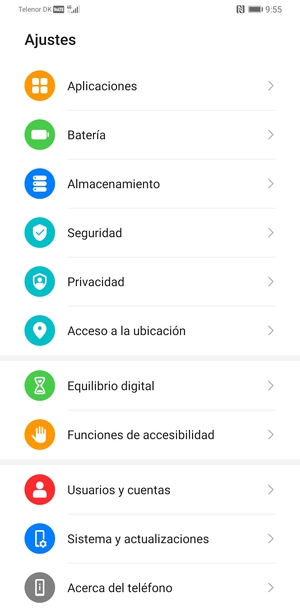Desplácese y seleccione Seguridad