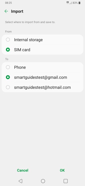 Select your Google account and select OK