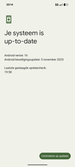 Als uw telefoon up-to-date is, zult u het volgende scherm zien