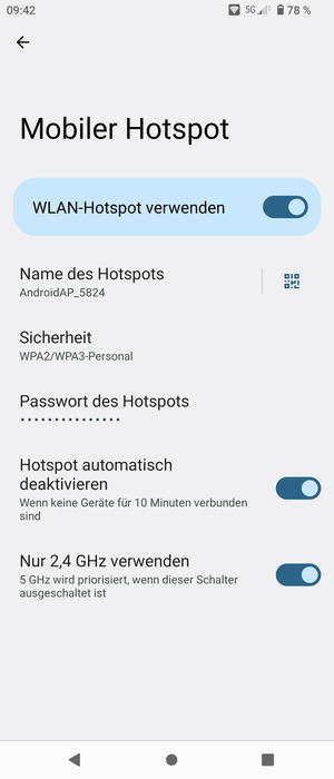 Ihr Handy ist jetzt für die Verwendung als Modem eingerichtet