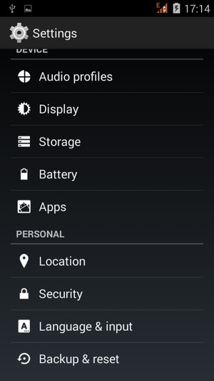 Scroll to and select Backup & reset