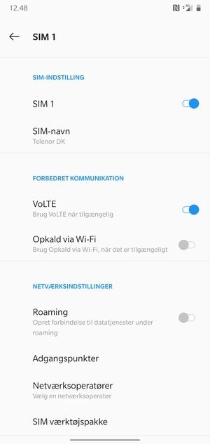 For at skifte netværk, hvis der opstår netværksproblemer, vælg Netværksoperatører