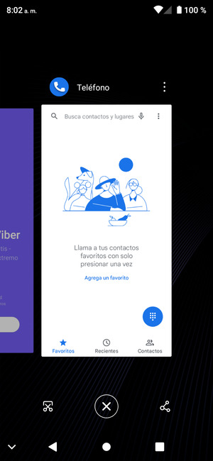 Seleccione el icono  Eliminar para cerrar todas las aplicaciones en ejecución