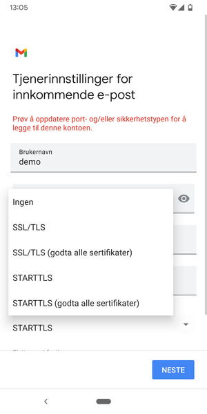 Velg Ingen og NESTE
