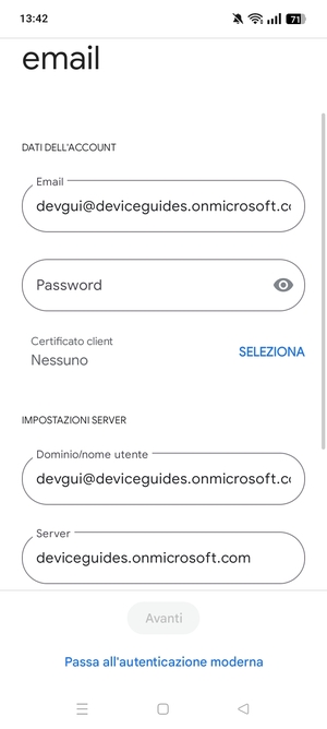 Inserisci la tua password