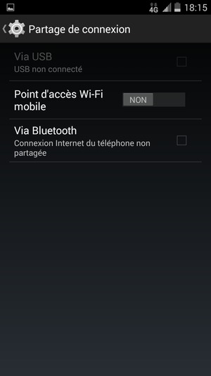 Sélectionnez Point d'accès Wi-Fi mobile