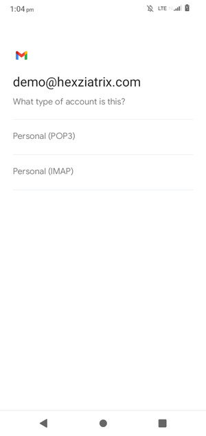 Select Personal (POP3) or Personal (IMAP)