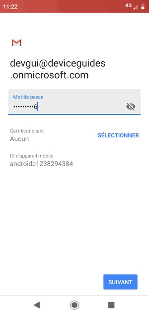 Saisissez votre mot de passe et sélectionnez SUIVANT
