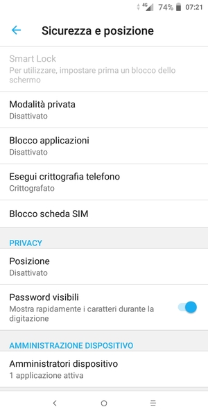 Per cambiare il PIN della scheda SIM, scorri e seleziona Blocco scheda SIM