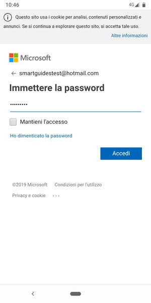 Inserisci la tua password e seleziona Accedi