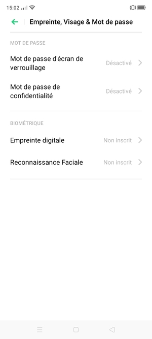 Sélectionnez Mot de passe d'écran de verrouillage