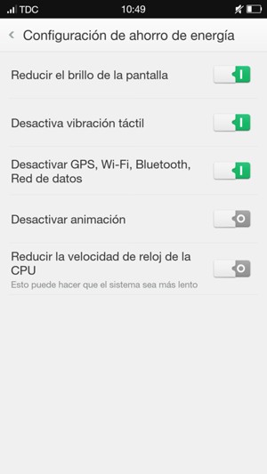 Active Modos ahorro de energía