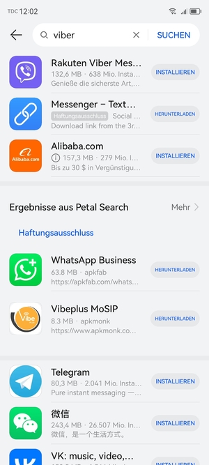 Wählen Sie die App