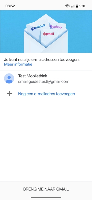Selecteer BRENG ME NAAR GMAIL