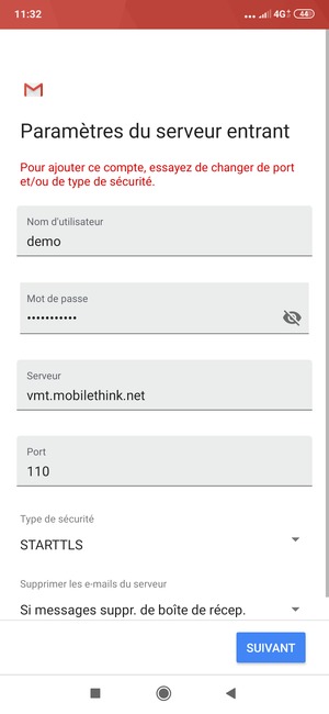 Sélectionnez Type de sécurité
